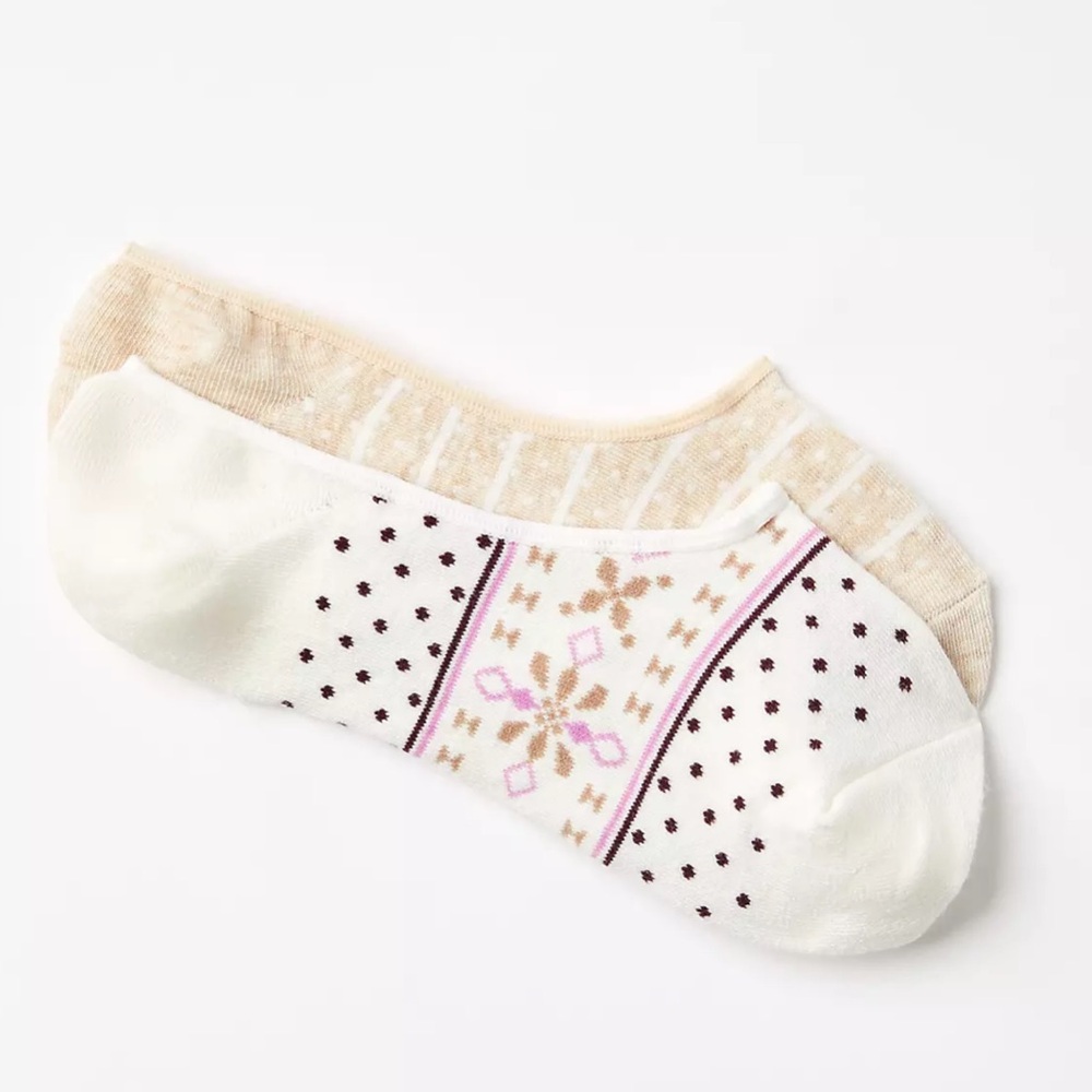 Loft fair isle and stripe no show sock set